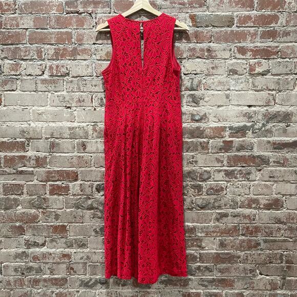 Anthropologie Moulinette Soeurs Jaeda Red Lace Wide-Leg Jumpsuit Size 6 - Picture 10 of 11